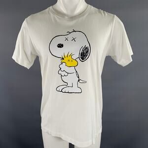 UNIQLO Size M White Black Yellow Logo Cotton T-shirt